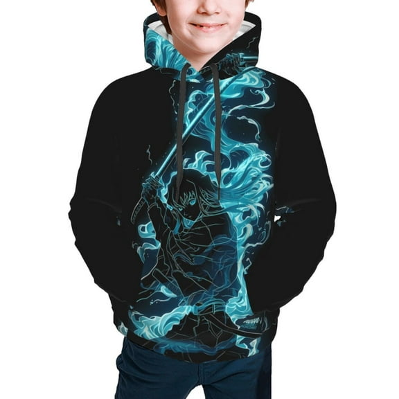 Demon Slayer Muichiro Tokito Kids' Hoodie 3d Print Sweatshirt Soft Pullover Hooded With Big Pockets For Boys Or Girls Small