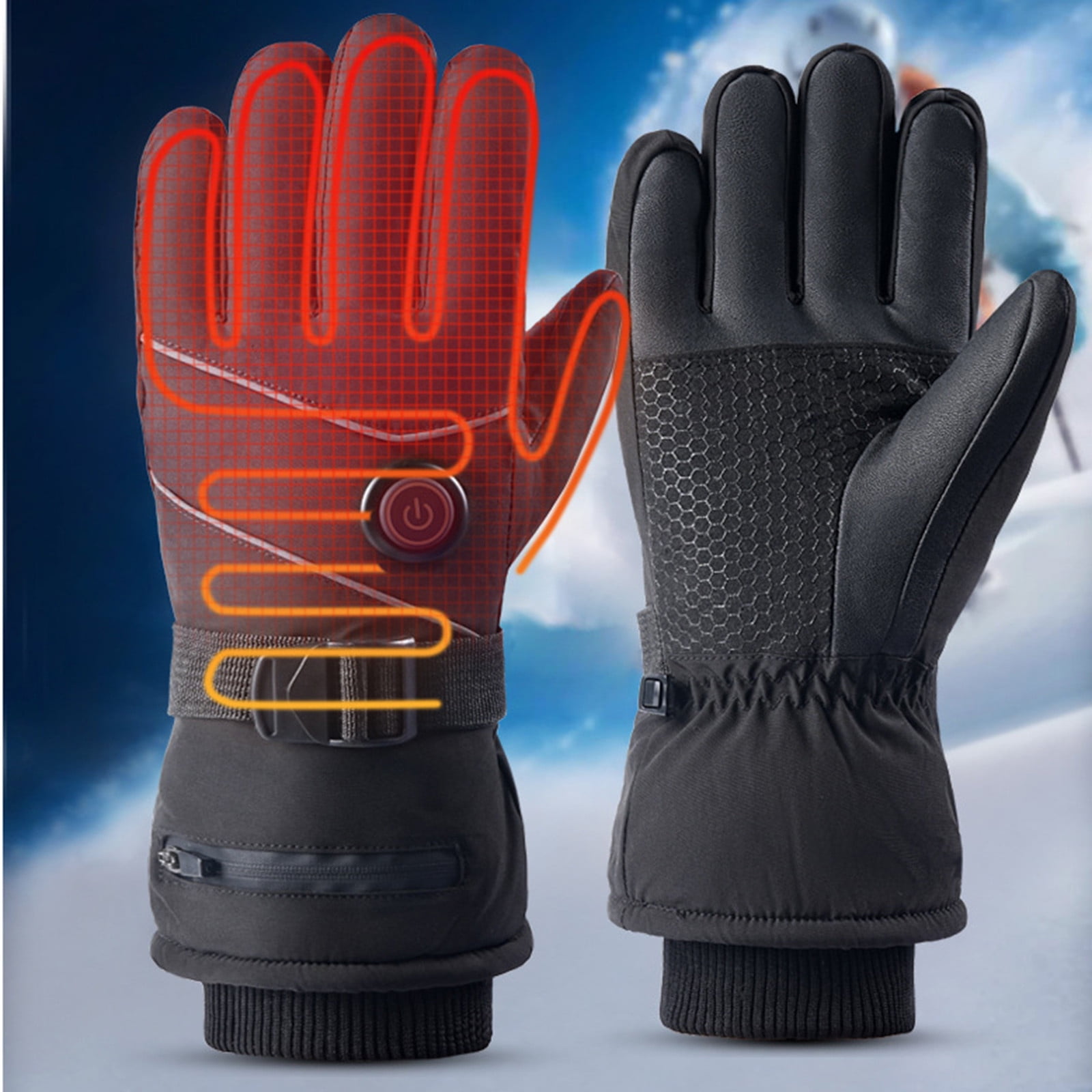 Heated Glove Hand Warmer with Battery Box, Winter Heating Gloves for Motorcycle Skiing Camping Fishing, Outdoor Cold Weather Sports Accessories for Men Women