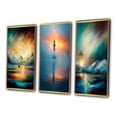 thumbnail image 3 of Designart "Mystical Arctic Mountains Aurora Borealis IV" Beach Framed Wall Art Set Of 3 - Yellow Coastal Beach Frame Gallery Set For Office Decor, 3 of 6