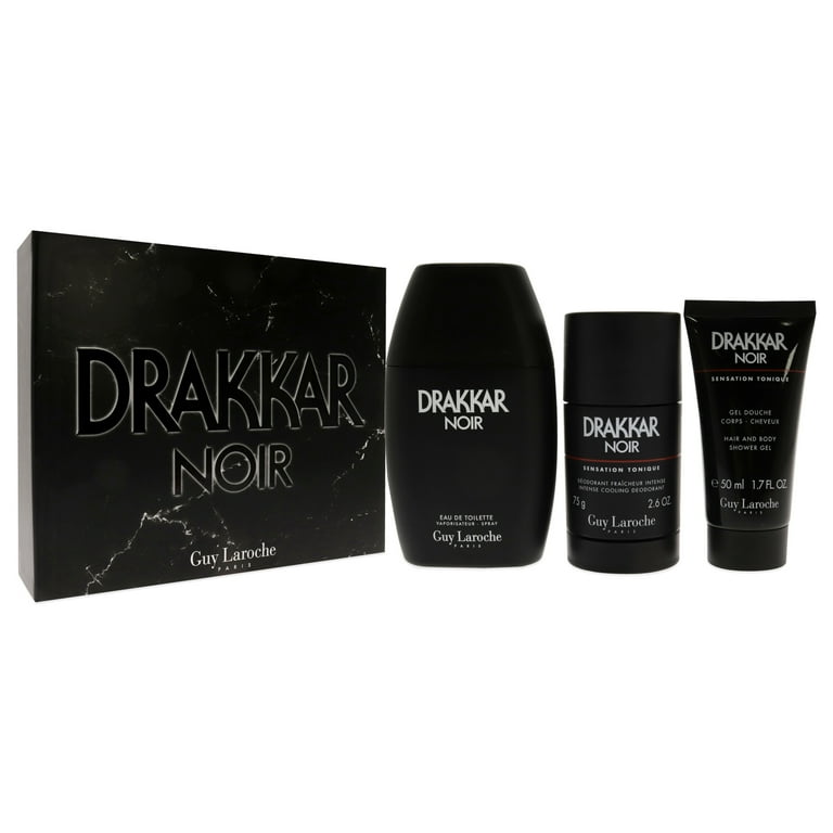 Guy Laroche Drakkar Noir Cologne - 3 Pc Gift Set with 3.4oz EDT