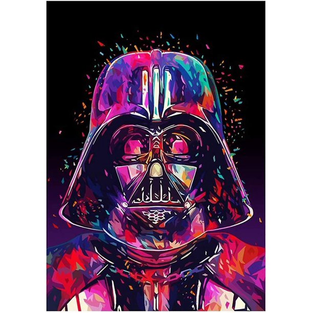 Cuadro de diamantes DIY 5D por número, kits de pinturas de bordado de diamantes de imitación sin nombre, cuadros para decoración del hogar-Darth Vader (9,8x13,8 pulgadas/25x35cm) Feliz Sencillez