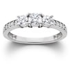 Pompeii 1 Ct Three Stone Diamond Engagement Ring 14K White Gold (H/I,I2-I3)