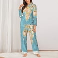 thumbnail image 2 of Honeii World Map With Animals 1 Print Women's Pajama Sets Long Sleeve Button Down Sleepwear Nightwear Soft Pjs Lounge Sets 2PCS-Medium, 2 of 7