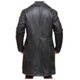 thumbnail image 3 of Men's Designer Brown Boomerang Squad Button Closure Genuine Long Leather Coat SouthBeachLeather, 3 of 4