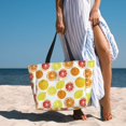 thumbnail image 3 of Wukai Lemon Orange Print Zipper Bag,large Beach Tote Bag,Waterproof Sandproof Bag,Grocery and Picnic Tote Travel Bag, 3 of 5