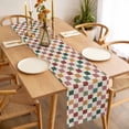 thumbnail image 3 of Table Runner 36 Inches Long for Kitchen Dining, Colorful Checkered Dresser Scarf Farmhouse, Dining Table Decorations for Wedding/Parties, Vintage Plaid Grid Geometric Beige 13 x 36 In, 3 of 8