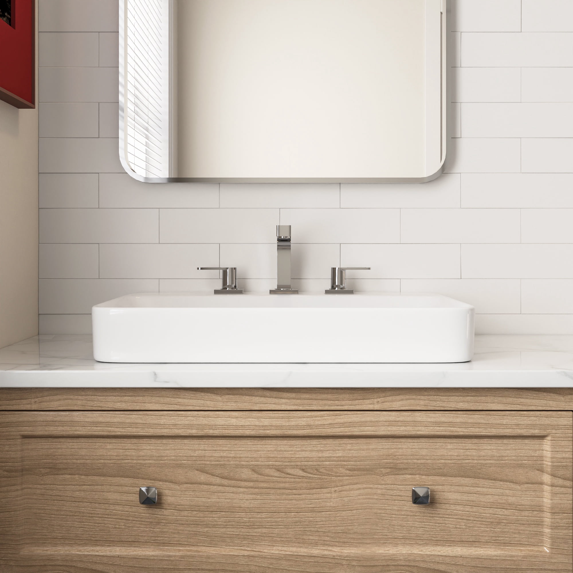 DV-1DS0121 DeerValley 23.82" L x 18.9" W x 6.69" H White Rectangular Vitreous China Drop-in Bathroom Sink with Overflow