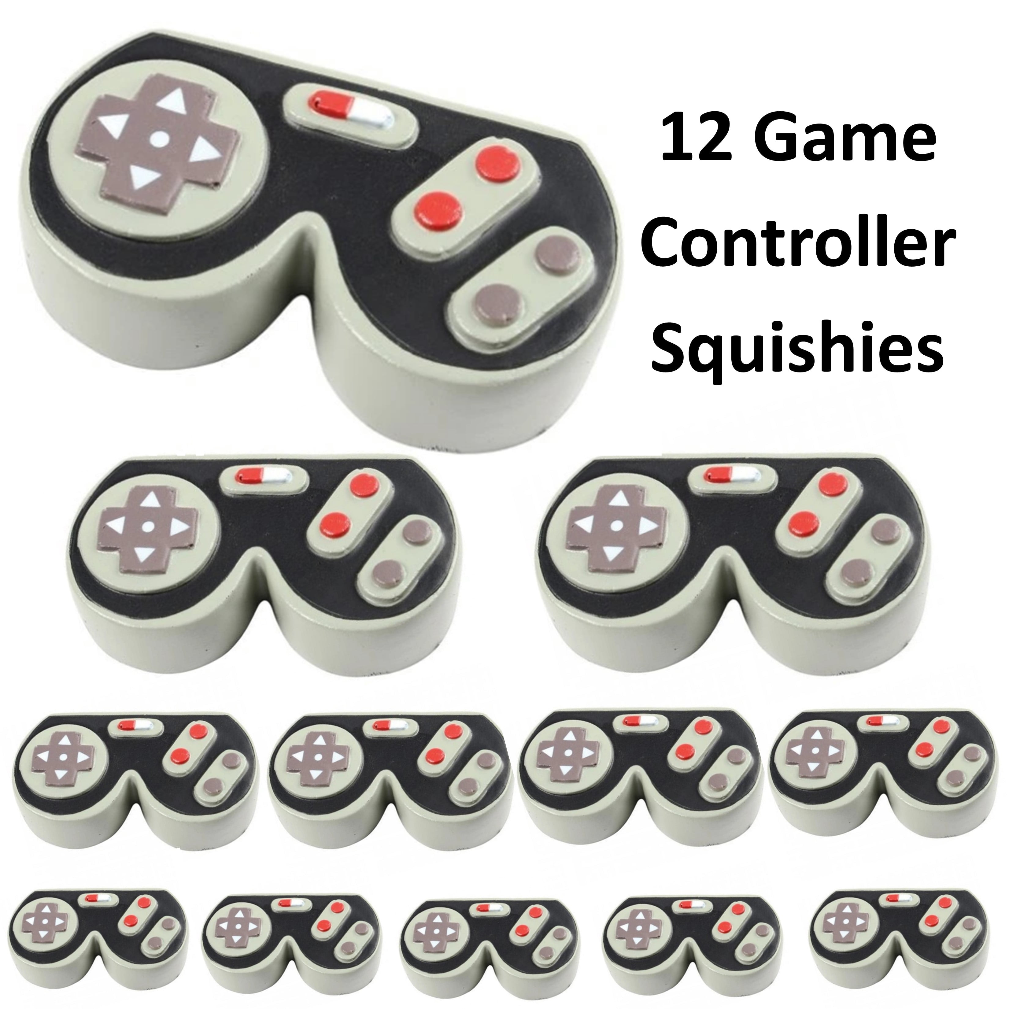 12 Game Controller Squishy Stress Toys & 12 Gamer Wristbands - Video Game Birthday Party Favors & Supplies for Kids, Tweens or Teens Goodie Bags