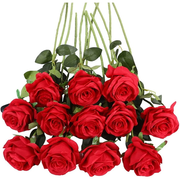 Artificial Red Roses Bulk Stems