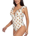 thumbnail image 3 of Yiaed Cute Carrot Print Print Women's Ruffled One Piece Swimsuit V Neck Swimwear Slimming Monokini for Woman-XX-Large, 3 of 8