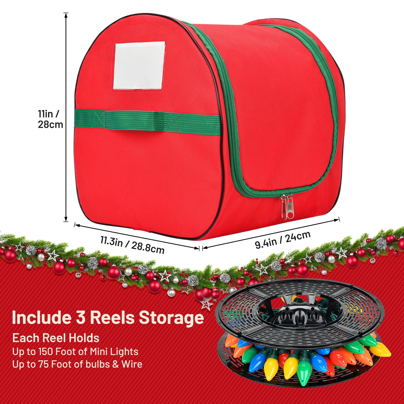 Christmas Light Storage Bag, 600D Oxford Fabric Christmas Light