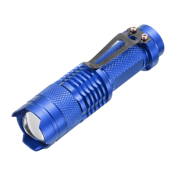 Linterna LED escalable Uxcell, linterna LED de aluminio de 3 modos, antorcha de luz blanca a batería, azul