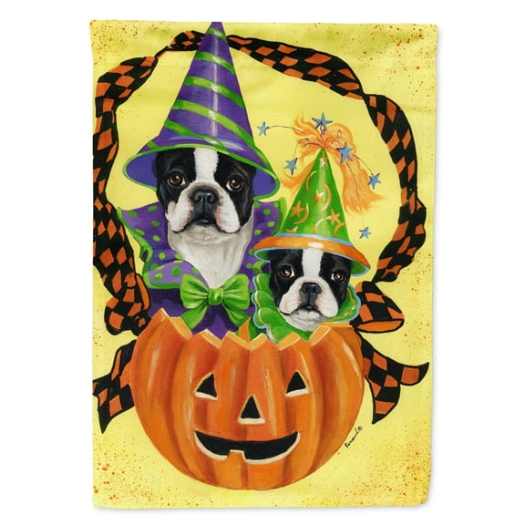Boston Terrier Halloweenies Flag Canvas House Size