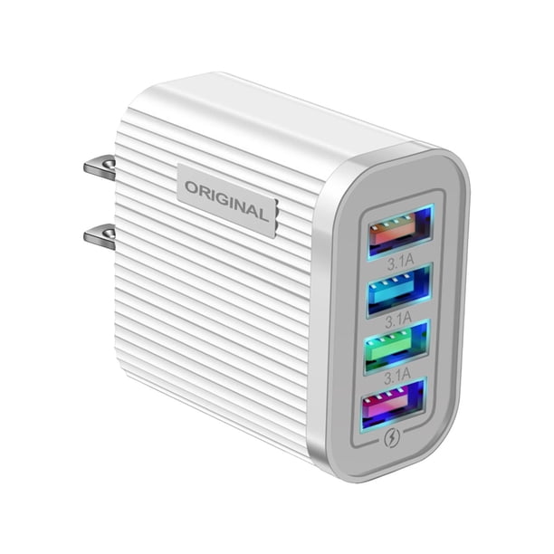 Cargador De Pared Para Smartphone 4Usb 3.1A. Cargador Rápido Portátil Para Teléfonos Móviles.