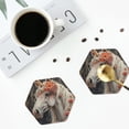 thumbnail image 3 of Bingfone Vintage Vintage Floral White Horse Leather Drinks Coasters with Set of 6,Suitable for Home Kitchen,Coffee Cup Coasters Home Gift, 3 of 7