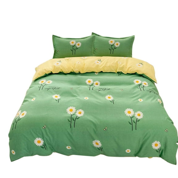 PRETXORVE Skin Friendly Soft Four Piece Bed Set for Student Dormitory Bedding Set with Fresh Patterns Suitable for 70.86in Beds