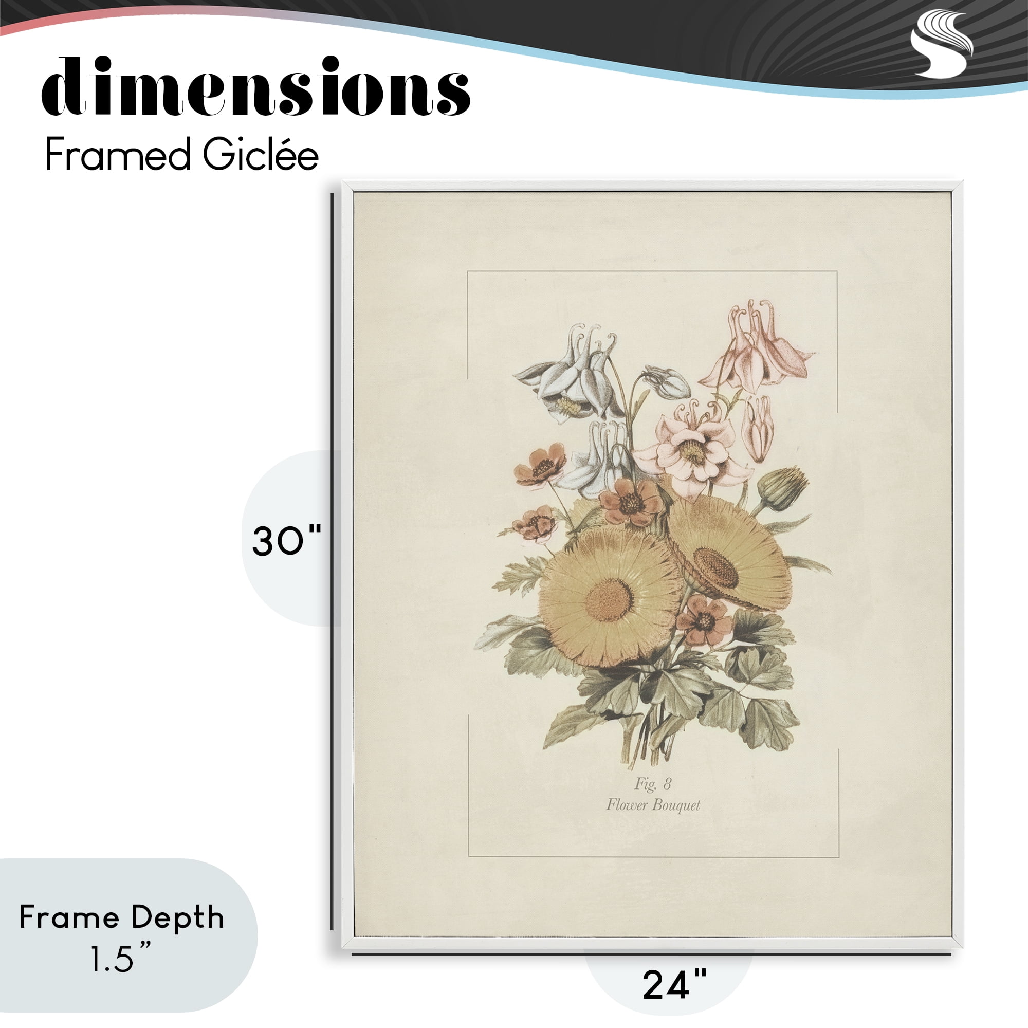 Stupell Industries Flower Bouquet Vintage Garden White Framed Giclee Art, design by Dan Meneely