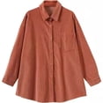 thumbnail image 4 of PIKADINGNIS Pink Corduroy Shirt Coat Women Single-breasted Loose Casual Blusas Jacket Female Korean Turndown Collar Shirts Tops, 4 of 6