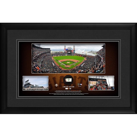 San Francisco Giants Framed 10" x 18" Stadium Panoramic Collage with a Piece of Game-Used Baseball - Limited Edition of 500 - Fanatics Authentic Certified