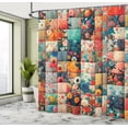 thumbnail image 2 of Ambesonne Colorful Shower Curtain, Floral Patchwork Look Art, 69"Wx70"L, Vermilion Multicolor, 2 of 4