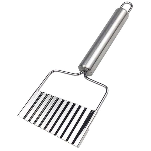 Stainless Steel Crinkle Cutter for Potatoes, French Fry Slicer Vegetable Chopper for Carrots Zucchini, 7X3In (Silver1)