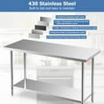 thumbnail image 4 of Canddidliike 24 x 60 Inches Stainless Steel Kitchen Prep Work Table with Adjustable Undershelf, Food Prep Stainless Steel Table , Metal Table for Restaurant, Warehouse, Home, Kitchen, Garage,Silver, 4 of 8