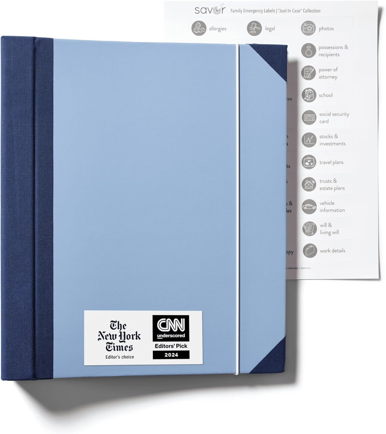 Acid-Free Document Organizer Binder with Guided Labels and 10 Pocket Folders for Home Records, Legal & Medical Papers