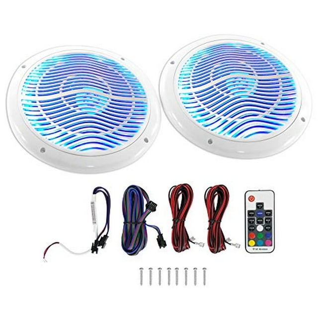 Rockville RMC80LW 8" 800w 2-Way White Marine Speakers w Multi Color LED + Remote