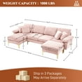 thumbnail image 5 of Rophefx 114" Sectional Sofa for Living Room,Modern Velvet Couch,U-Shaped Sofa with Chaise and Ottoman,Pink, 5 of 10