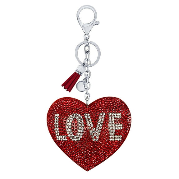 1pc Rhinestone Inlaid Lint Love Shape Key Chain Key Pendant Bag Ornament Keyring