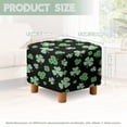 thumbnail image 3 of SCRAWLGOD St. Patrick's Day Shamrock Stripe Print Green Black Ottoman Slipcover, Anti Slip Square Footstool Cushion with Elastic Bottom Thick Foot Stool Protection Fit for Most Footrest Sofa, 3 of 7