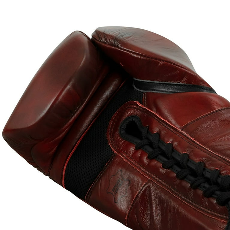 Title Boxing Blood Red Leather Lace Up Sparring Gloves - 14