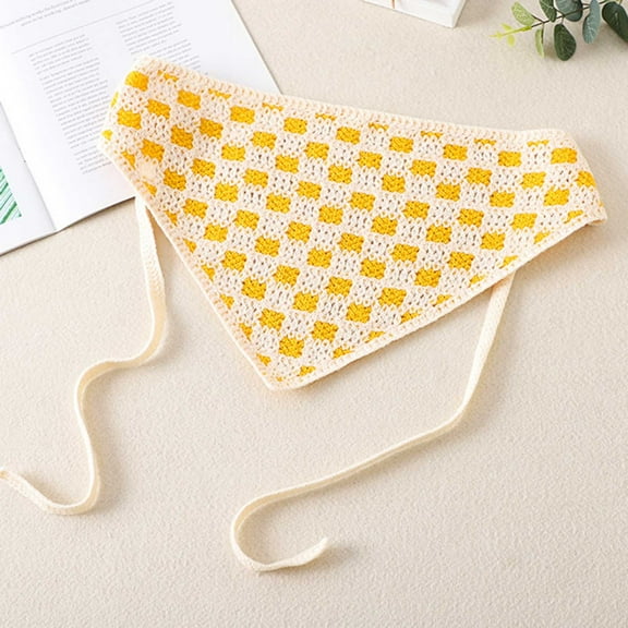 Yyytop Head Kerchief For Women Cute, Hair Kerchief Head Scarf Women'S Printed Headscarf Accessories Knitted Lace Headband Crochet Bandana Head Kerchief Hair Scarf Yellow Under $10