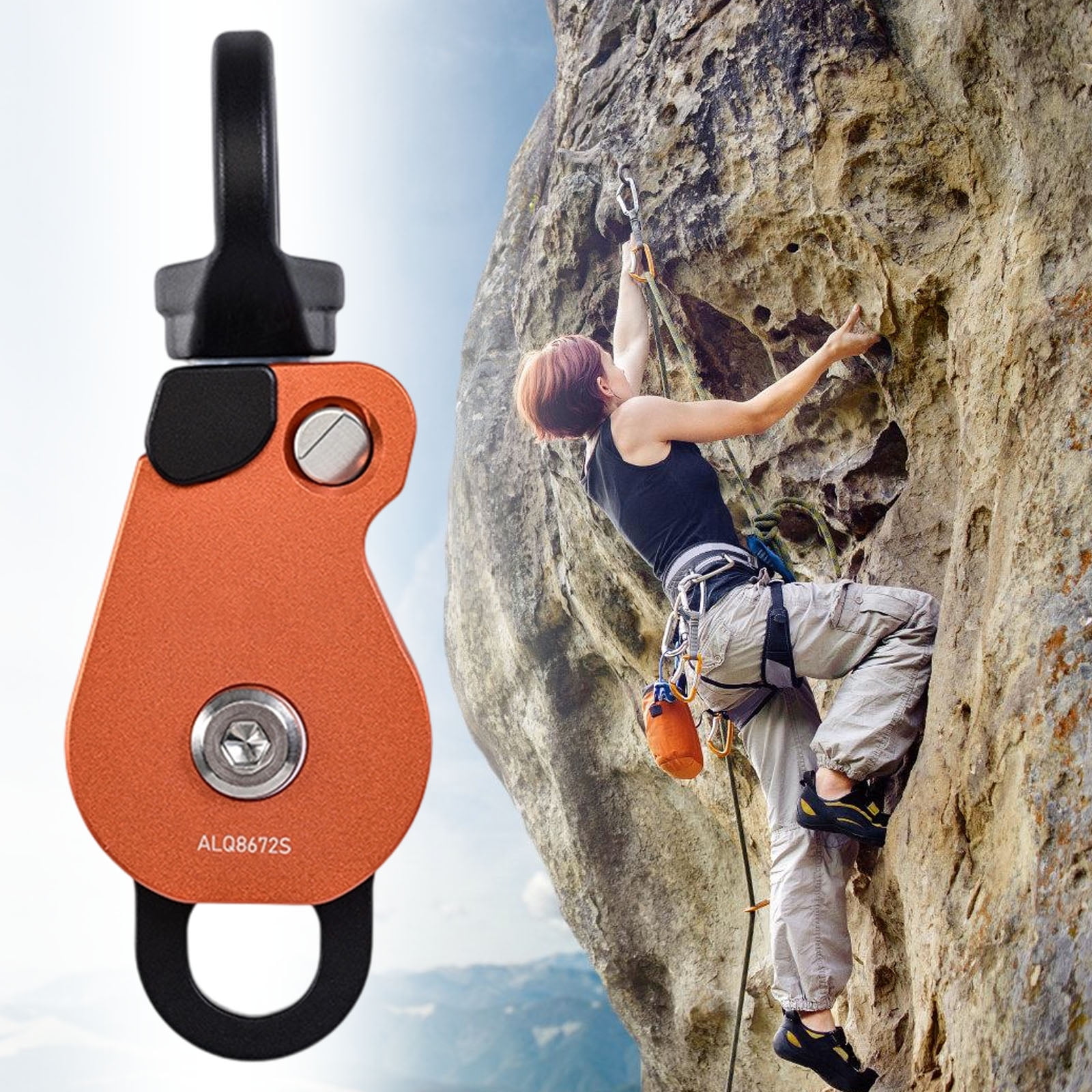 High Capacity Swivels Pulley 360 Rotation Multifunctional Outdoor Pulley for Hiking and Travel with Quick Installation