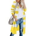 thumbnail image 1 of Floleo Clearance Womens Tops Long Sleeve Shirts Fall Clearance Fashion Women Casual Stripes Patchwork Long Sleeves Sweater Cardigan Blouse Tops Yellow, 1 of 5