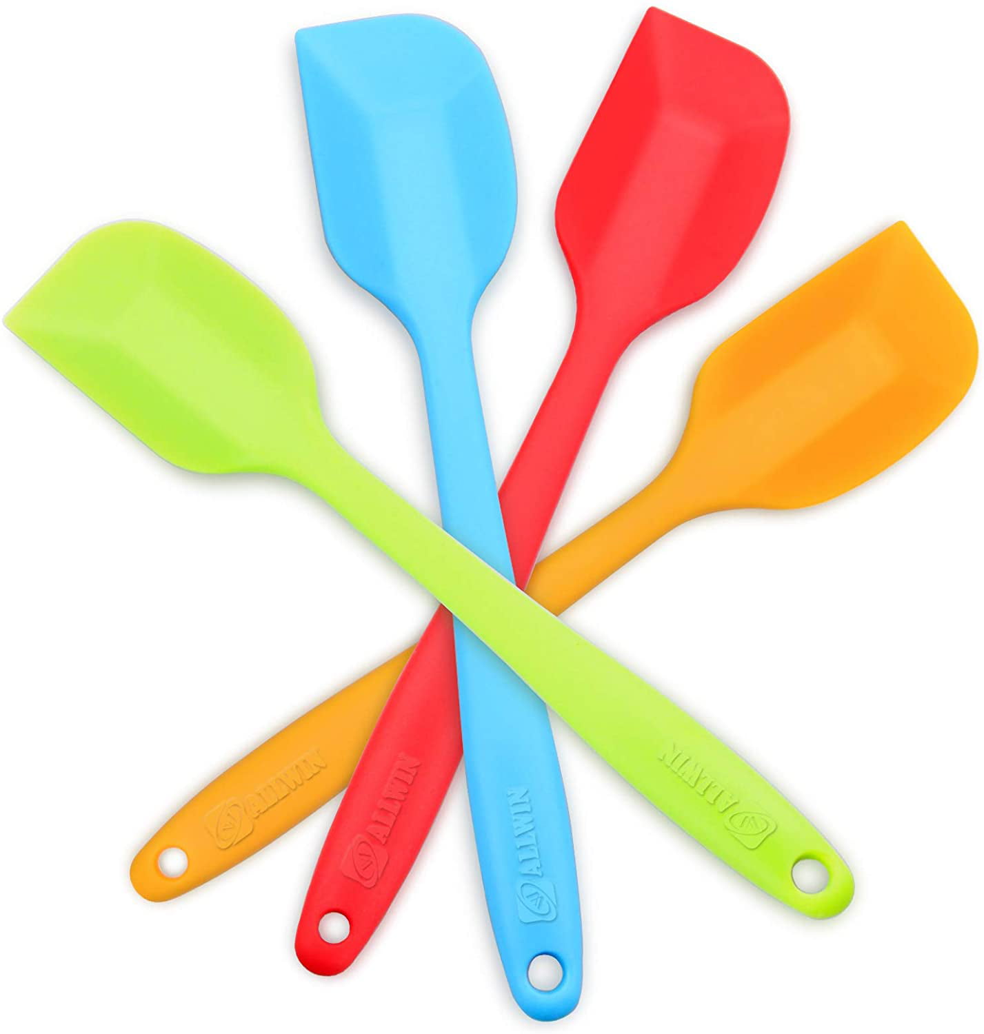 Light Blue Non-Stick Rubber Spatulas with Stainless Steel Core Silicone Spatula 4-Piece Set,Heat-Resistant Spatulas