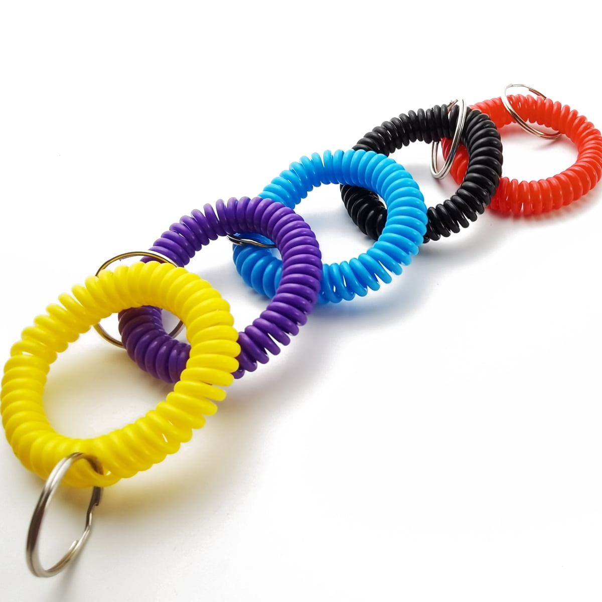 100PCS Multi-Color Plastic Spiral Wristband Keychains - Stretchable For Pools, Gyms, Saunas & Outdoor Sports