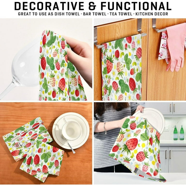 DETIHO Cute Funny Kitchen Towels Set Of 4, 16x24 Inch Microfiber Dish Towels, Baking Gift For Women