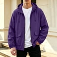thumbnail image 2 of Rain Jackets for Men Waterproof Long Sleeve Zip Up Hooded Windbreaker for Big and Tall Solid Color Daily Outdoor Hiking Travel Casual Jacket, 2 of 6