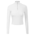 thumbnail image 1 of MixMatchy Women's Solid Long Sleeve Half Zip Up Mock Neck Ribbed Detail Sweater, 1 of 4