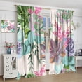 thumbnail image 5 of Succulents Curtains, Succulent Floral Colorful Leaves Flower Plant Pattern Print Window Treatments, Rod Pocket Thermal Insulated Drapes 2 Panel Sets for Bedroom Living Room, 42"W X 54"L, 5 of 8