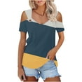thumbnail image 1 of Camisas de Manga Corta para las Mujeres de Verano Sexy Frío Hombro Suéter Blusa Cuello en V Sólido, Ligero para Diario, 1 of 9