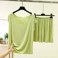 thumbnail image 2 of Kaemgyyd Womens Pajama Set Scalloped Hem Outfits Cap Sleeve Top with Elastic Waisted Shorts Pj Sleepwear Lounge Sets（Yellow,X-Large）, 2 of 5