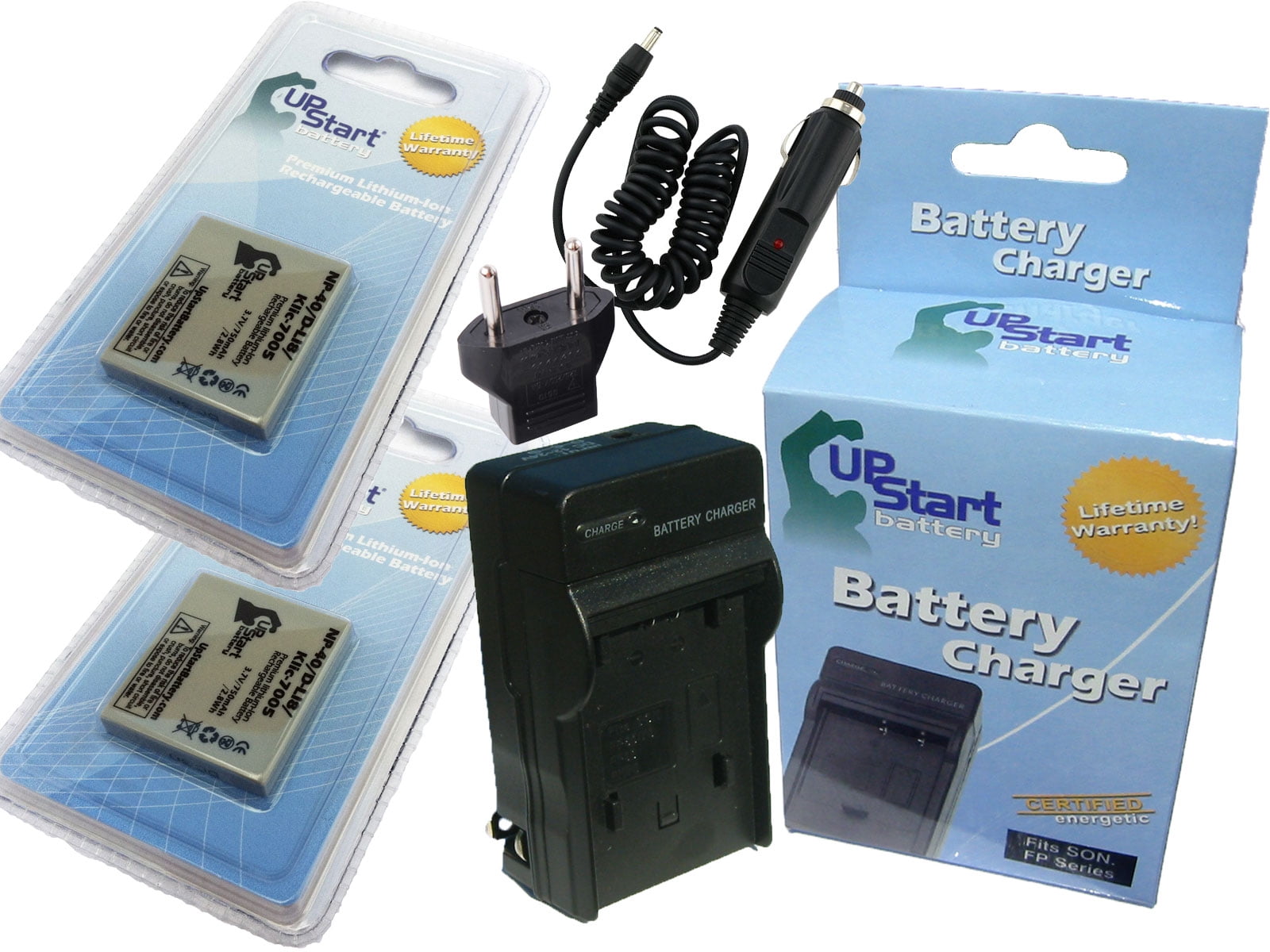 2x Pack Pentax Optio S5i Battery + Charger with Car & EU Adapters