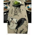 thumbnail image 1 of Halloween Table Runner, Halloween Crow and Retro Backgound Rustic Table Runner for Holiday Birthday Party Kitchen Dining Table Home Decor,, 1 of 8