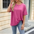 thumbnail image 4 of T-shirt à Manches Courtes Unicolore Décontracté pour Femmes - Col Rond, 4 of 8
