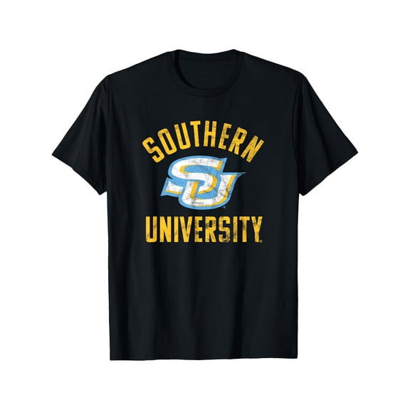 Southern University Men's Cotton T-Shirt - Soft & Breathable, Black with Yellow Logo, Casual Round Neck Tee for Casual Attire & Special Occasions
