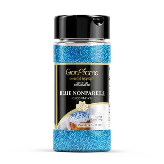 GranAroma Blue Nonpareils, Decorative Sprinkles, Cakes & Cookies, Bakery Staple 6.7 Ounce