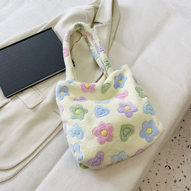 Bolsa de hombro de felpa a la moda de hombro portátil para damas niñas de mano de viaje JShteea Para Estrenar