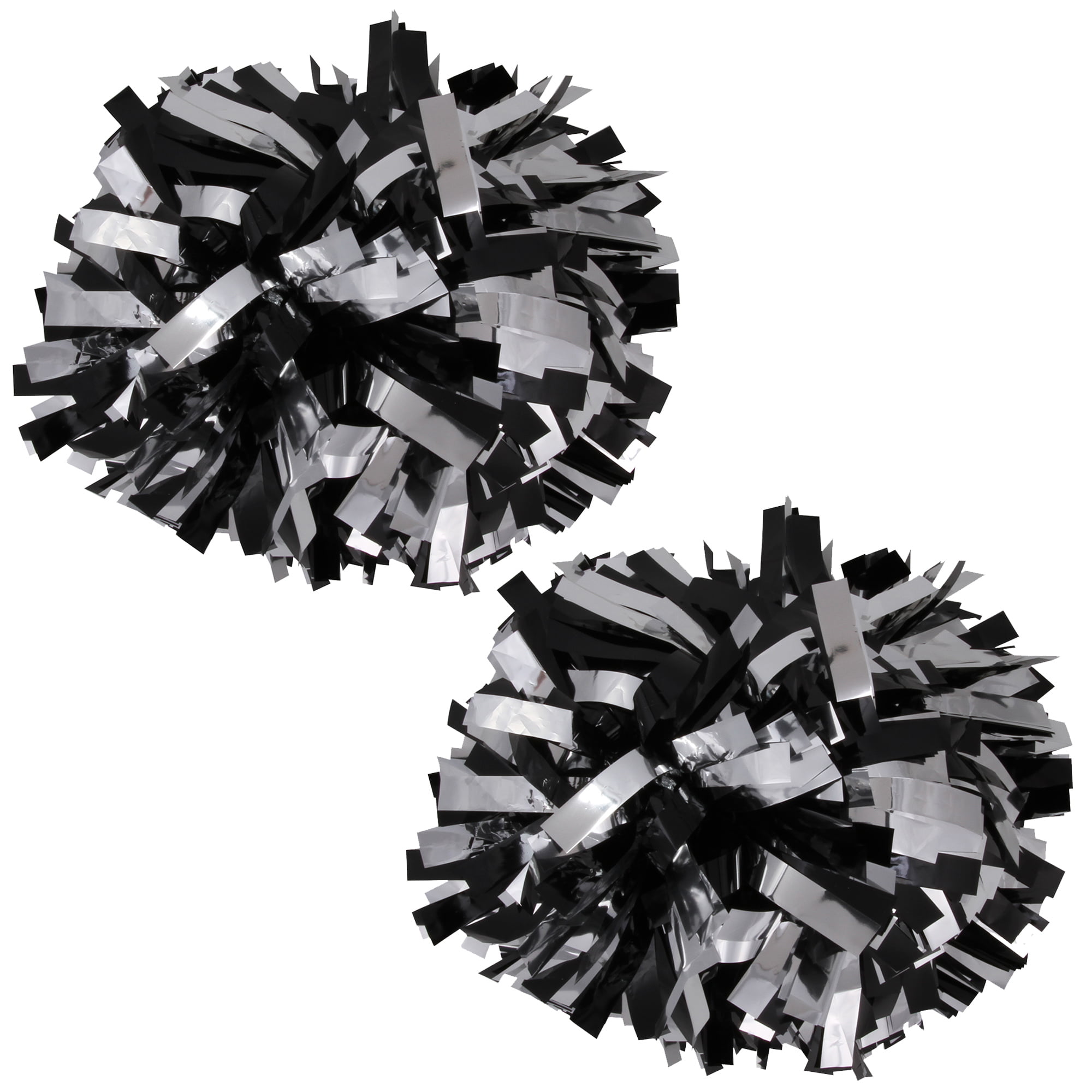 Metallic Cheer Pom Poms Cheerleading Cheerleader Gear 2 pieces one pair  poms(Black/Siver)
